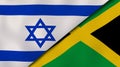 The flags of Israel and Jamaica. News, reportage, business background. 3d illustration