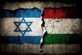 Flags of Israel and Palestine painted on cracked wall background. Concept of the Conflict or war illustration generative ai Royalty Free Stock Photo