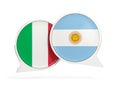 Flags of Italy and argentina inside chat bubbles
