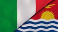 The flags of Italy and Kiribati. News, reportage, business background. 3d illustration