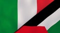 The flags of Italy and Palestine. News, reportage, business background. 3d illustration