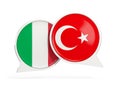 Flags of Italy and turkey inside chat bubbles