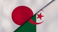 The flags of Japan and Algeria. News, reportage, business background. 3d illustration