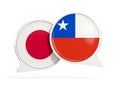 Flags of Japan and chile inside chat bubbles Royalty Free Stock Photo