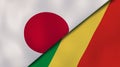 The flags of Japan and Congo. News, reportage, business background. 3d illustration