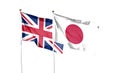 Flags of Japan and Great Britain against cloudy sky. waving in the sky Royalty Free Stock Photo