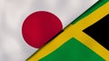 The flags of Japan and Jamaica. News, reportage, business background. 3d illustration