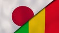 The flags of Japan and Mali. News, reportage, business background. 3d illustration