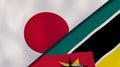 The flags of Japan and Mozambique. News, reportage, business background. 3d illustration