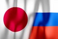 Flags of Japan and Russia/ Russian Federation - 3D illustration