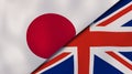 The flags of Japan and United Kingdom. News, reportage, business background. 3d illustration Royalty Free Stock Photo