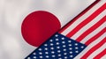 The flags of Japan and United States. News, reportage, business background. 3d illustration Royalty Free Stock Photo