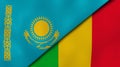 The flags of Kazakhstan and Mali. News, reportage, business background. 3d illustration