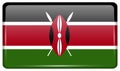 Flags Kenya in the form of a magnet on refrigerator with reflections light.