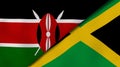 The flags of Kenya and Jamaica. News, reportage, business background. 3d illustration