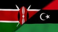 The flags of Kenya and Libya. News, reportage, business background. 3d illustration