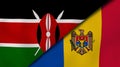 The flags of Kenya and Moldova. News, reportage, business background. 3d illustration