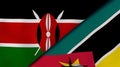 The flags of Kenya and Mozambique. News, reportage, business background. 3d illustration