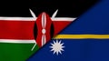 The flags of Kenya and Nauru. News, reportage, business background. 3d illustration