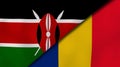 The flags of Kenya and Romania. News, reportage, business background. 3d illustration