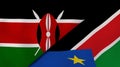 The flags of Kenya and South Sudan. News, reportage, business background. 3d illustration