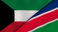 The flags of Kuwait and Namibia. News, reportage, business background. 3d illustration