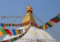 Flags lunghta on The Great stupa Bodnath in Kathmandu Royalty Free Stock Photo