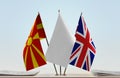 Flags of Macedonia FYROM and United Kingdom of Great Britain Royalty Free Stock Photo