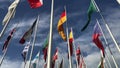 Flags of many countries vawing in the wind