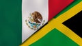 The flags of Mexico and Jamaica. News, reportage, business background. 3d illustration