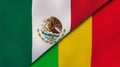 The flags of Mexico and Mali. News, reportage, business background. 3d illustration