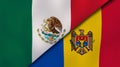 The flags of Mexico and Moldova. News, reportage, business background. 3d illustration