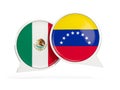 Flags of Mexico and venezuela inside chat bubbles