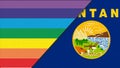 Flags of Montana and lgbt. sexual concept. flag of sexual minorities