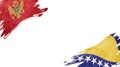 Flags of Montenegro and Bosnia Herzegovina on white background