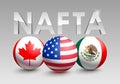 Flags of NAFTA Countries Canada, USA and Mexico
