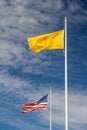 Flags of Navajo Nation and United States at Four Corners Monument USA Royalty Free Stock Photo