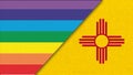 Flags of New Mexico and lgbt. sexual concept. flag of sexual minorities