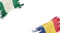 Flags of Nigeria and Romania on white background