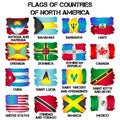Flags of North America countries Royalty Free Stock Photo