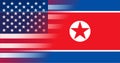 Flags North Korea and USA in gradient superimposition. Vector