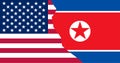 Flags North Korea and USA in superimposition. Vector
