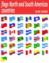 Flags north and south americas countries flat icons vector Royalty Free Stock Photo