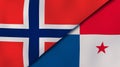 The flags of Norway and Panama. News, reportage, business background. 3d illustration