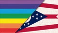 Flags of Ohio and lgbt. sexual concept. flag of sexual minorities
