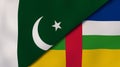 The flags of Pakistan and Central African Republic. News, reportage, business background. 3d illustration