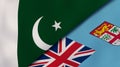 The flags of Pakistan and Fiji. News, reportage, business background. 3d illustration