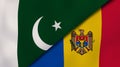 The flags of Pakistan and Moldova. News, reportage, business background. 3d illustration