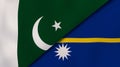 The flags of Pakistan and Nauru. News, reportage, business background. 3d illustration