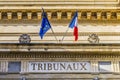 Flags Palais de Justice Courthouse Columns Nimes Gard France Royalty Free Stock Photo